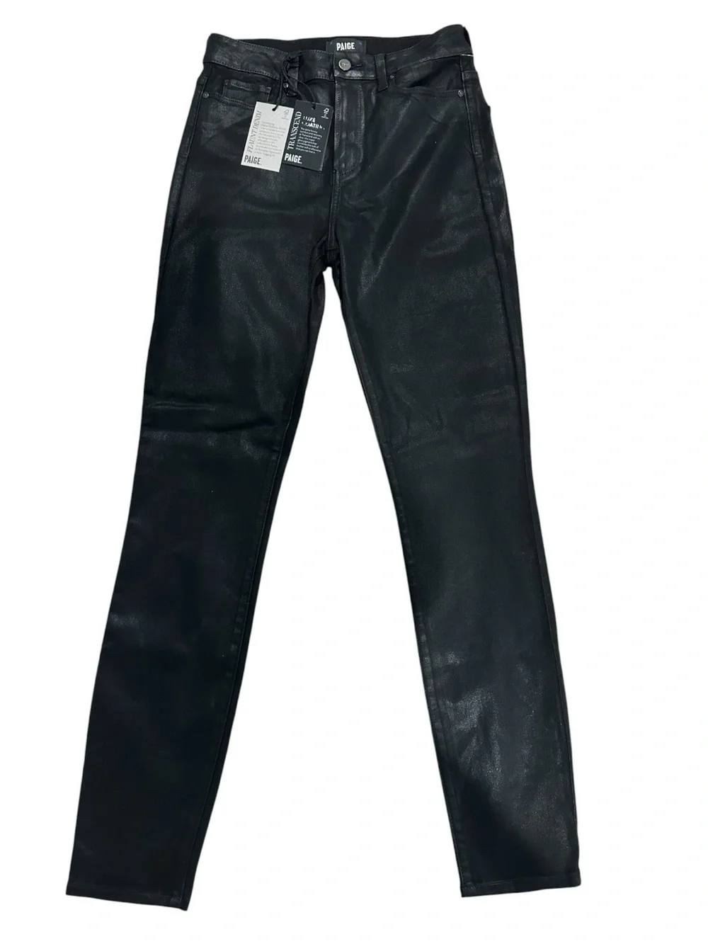 PAIGE Flaunt Denim Cheeky Skinny Jeans Coated Faux Leather Black NWT 29 $249